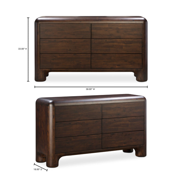 Rowan 6 Drawer Dresser in Dark Brown Acacia