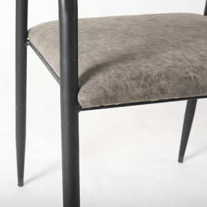Langston Brown Faux-Leather Seat Black Iron Frame Dining Chair