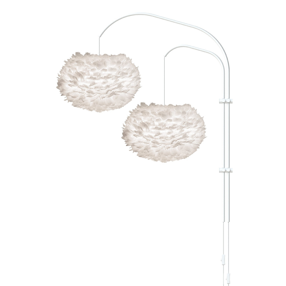 Eos Medium 2-Light Wall Lamp in White with White Wall Hanger