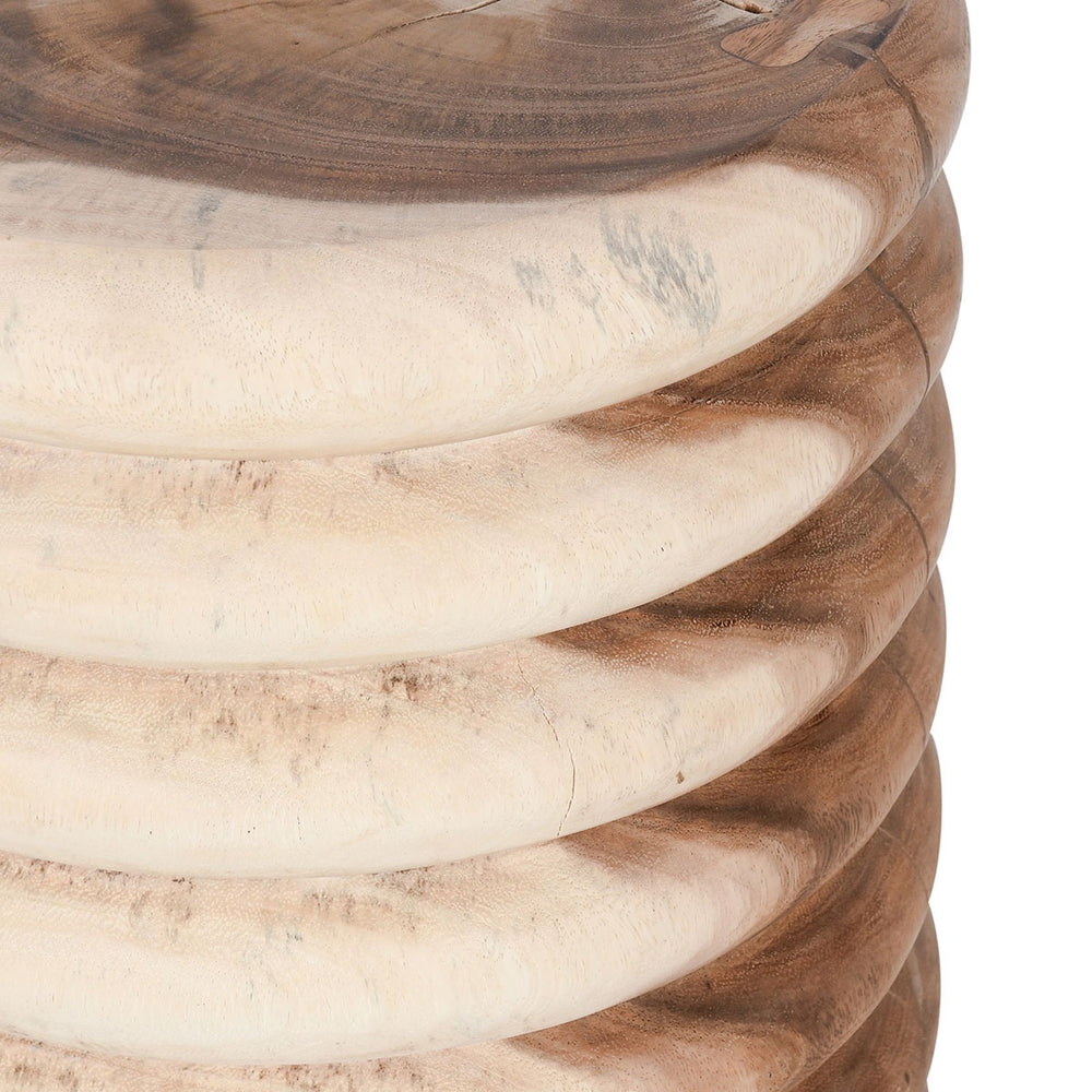 Gala Solid Wood Spiral End Table - Natural Finish