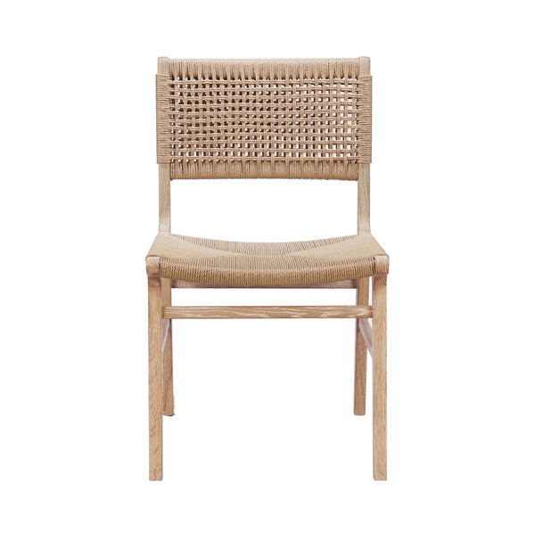 RATTAN WRAPPED DINING CHAIR IN MATTE CERUSED OAK