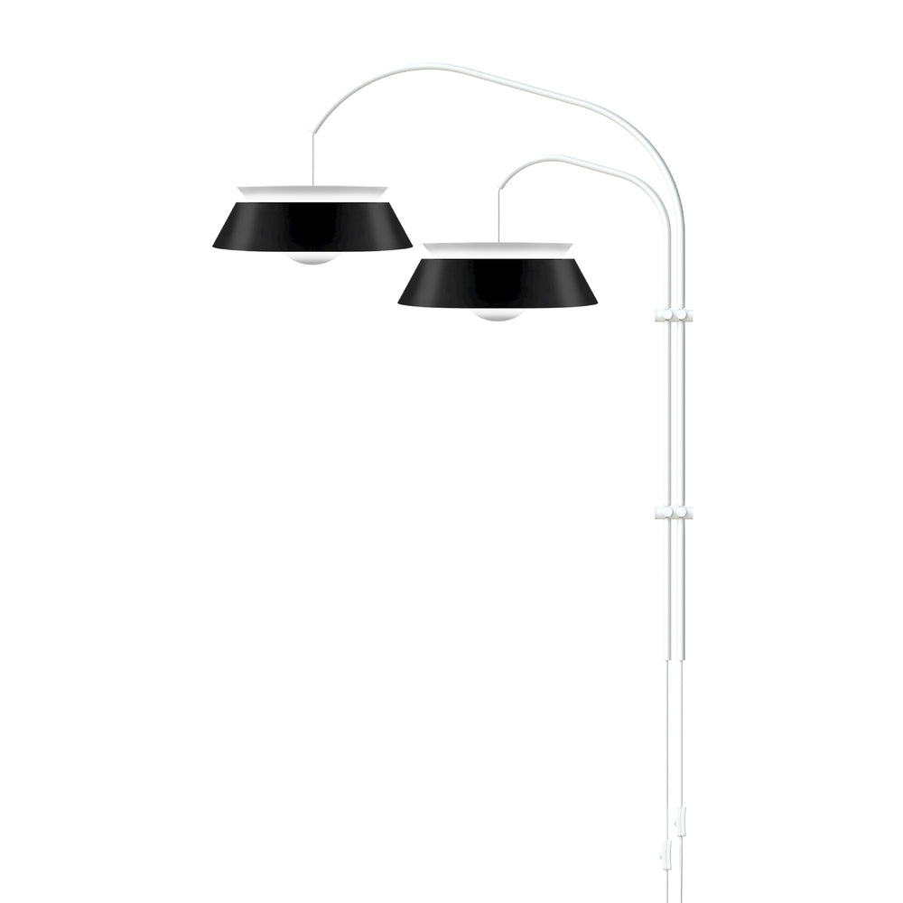Cuna Black 2-Light Wall Lamp with White Wall Hanger