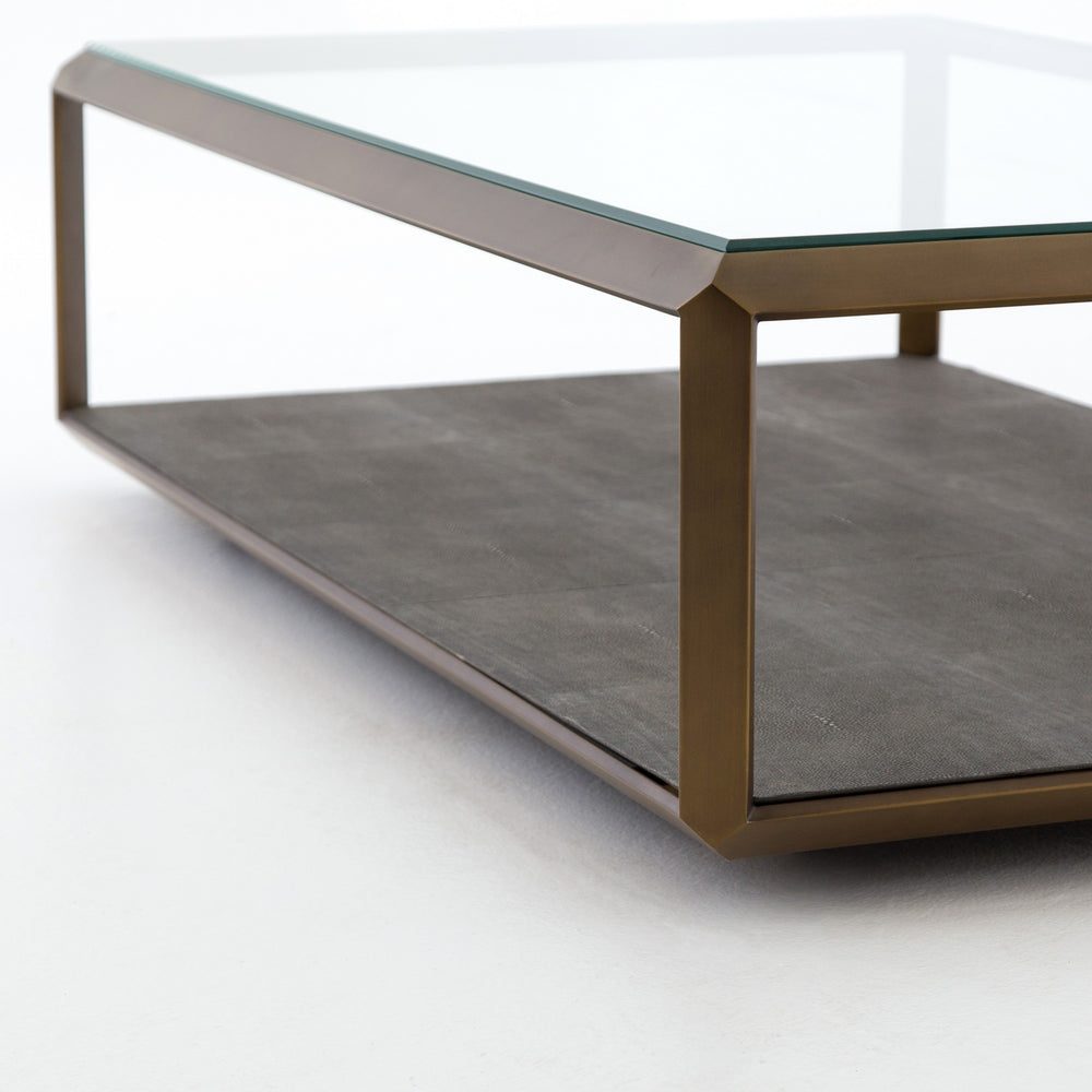Shagreen Shadow Box Coffee Table-Brass