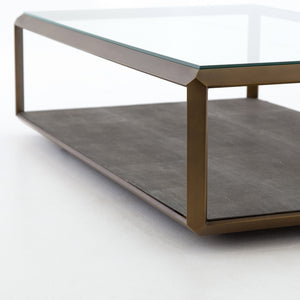 Shagreen Shadow Box Coffee Table-Brass