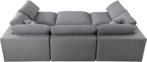 Carmen Cloud Modular Sectional In Grey Linen Fabric