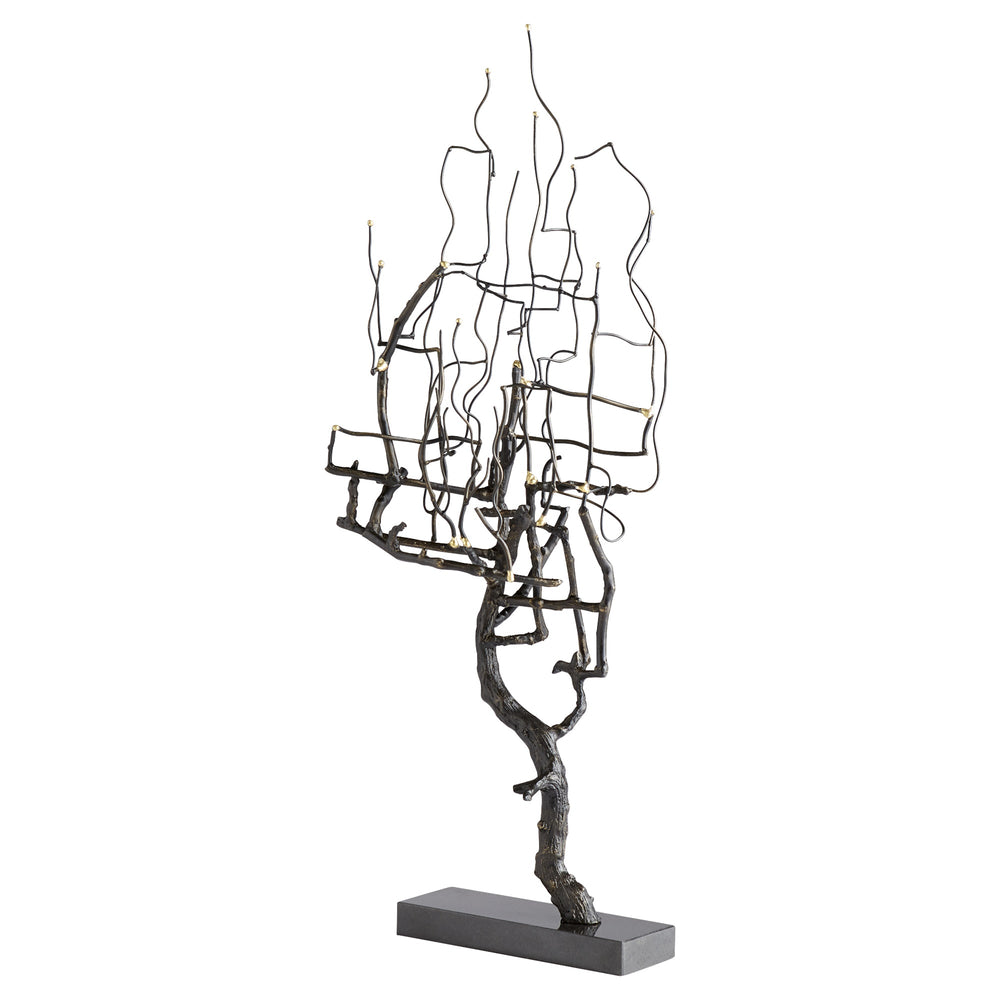 Wilting Brass Sculpture in Gold and Black