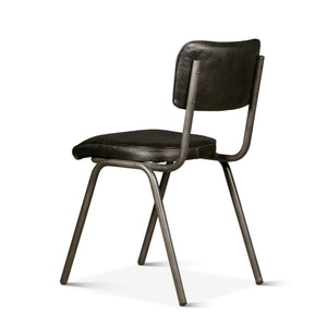 Bill 17" Ebony Leather and Iron Dining Chair