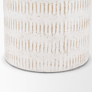 Tisha Large White W/ Terracotta Distressing Metal Vase