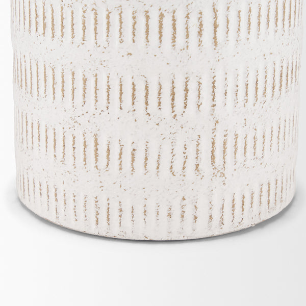 Tisha Large White W/ Terracotta Distressing Metal Vase