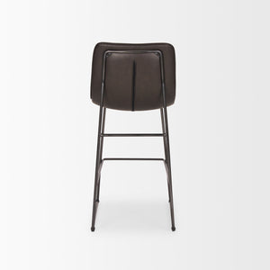Meritt 37"H Black Faux-Leather Seat W/ Black Metal Frame Stool