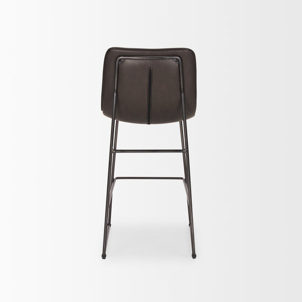 Meritt 37"H Black Faux-Leather Seat W/ Black Metal Frame Stool