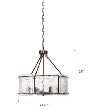 Glenn Large Round Metal 6-Light Chandelier, Bronze