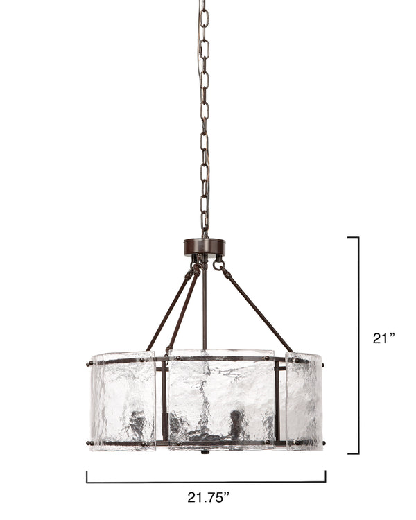 Glenn Large Round Metal 6-Light Chandelier, Bronze