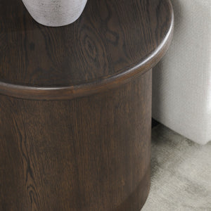 Runa Solid Wood Round End Table - Coffee Brown