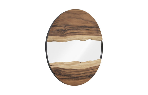 River Mirror, Natural, Round