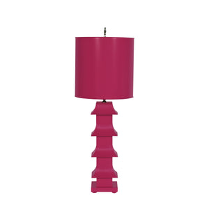 HOT PINK TOLE PAGODA LAMP