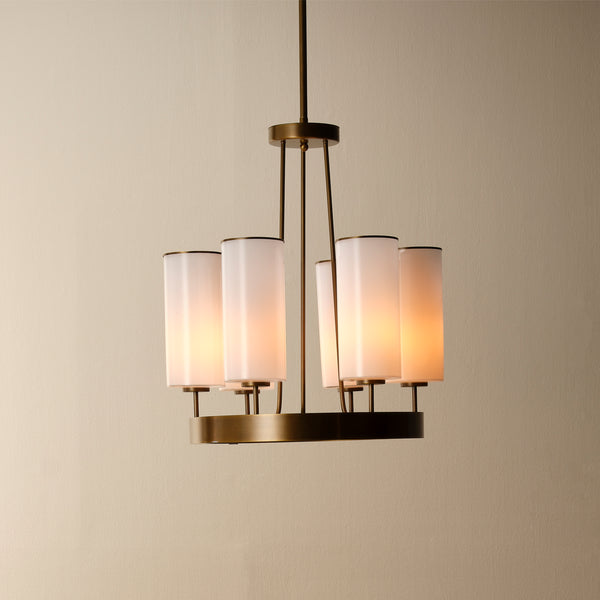 Kingdom Glass 6-Light Chandelier, Antique Brass