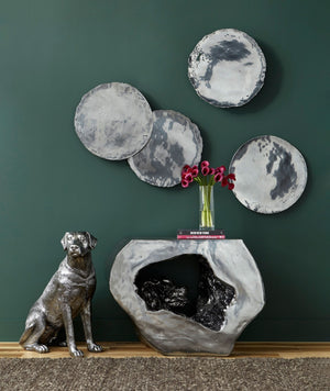 Galvanized Wall Discs, Set of 4, Liquid Silver