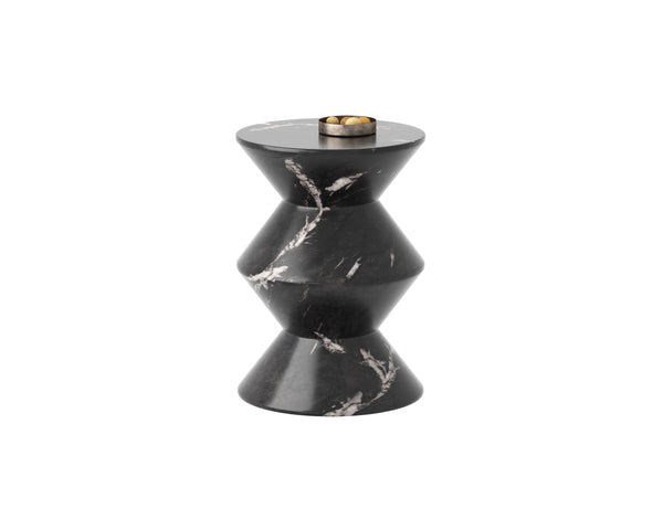 UNION END TABLE - MARBLE LOOK - BLACK