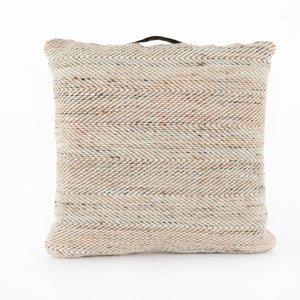Neema Pouf-Heathered Wool-Nat, Blk