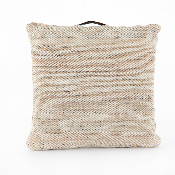 Neema Pouf-Heathered Wool-Nat, Blk