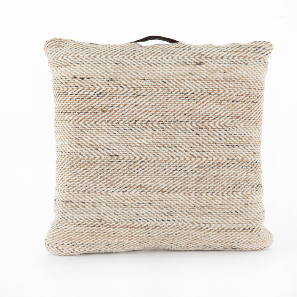 Neema Pouf-Heathered Wool-Nat, Blk