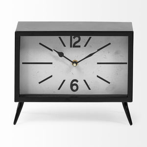Lita Black Metal Rectangular Table Clock