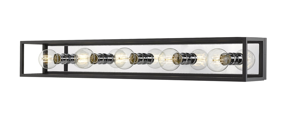 Kube 5 Light Vanity in Matte Black + Chrome Finish