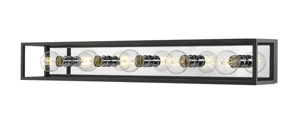 Kube 5 Light Vanity in Matte Black + Chrome Finish