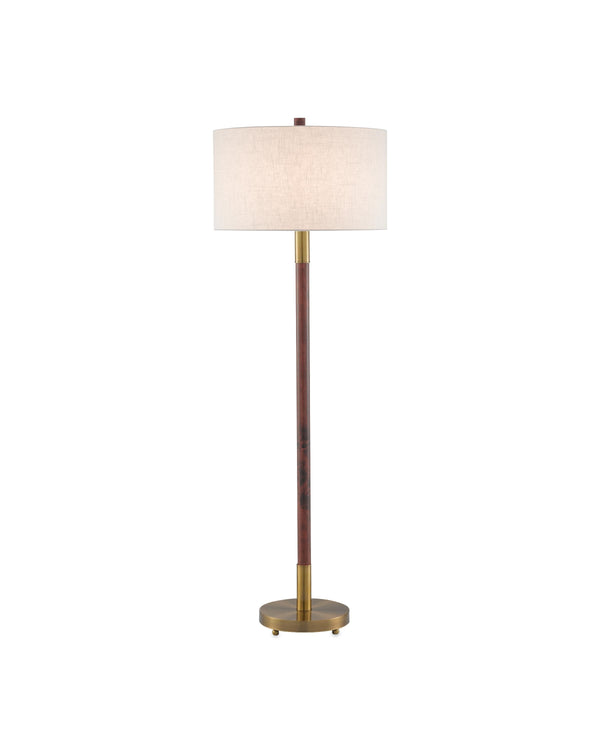 Bravo Floor Lamp In Mahogany & Antique Brass