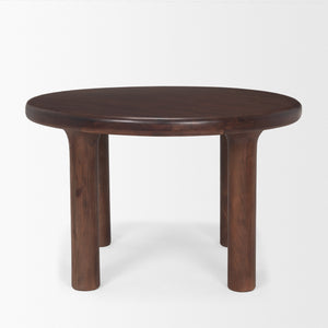 Soma 48" Red Brown Acacia Wood Round Dining Table