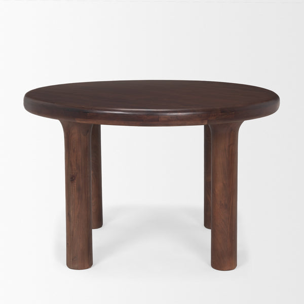 Soma 48" Red Brown Acacia Wood Round Dining Table