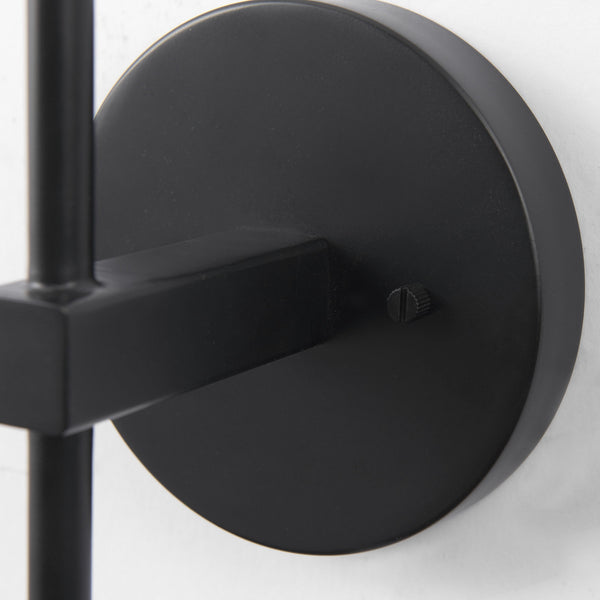 Clyde 6.0L x 8.0W x 37.0H Matte Black W/Glass Round Wall Sconce
