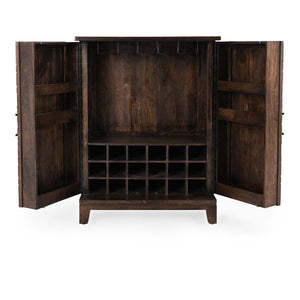 Vivienne Solid Wood Bar Cabinet - Bark Brown