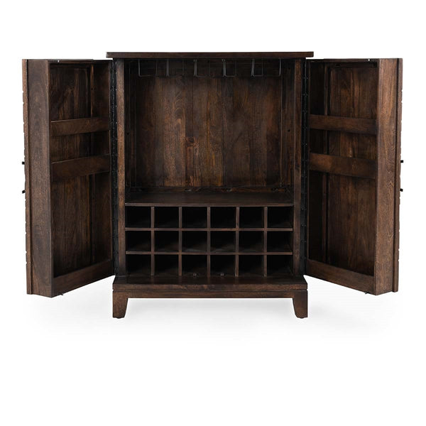 Vivienne Solid Wood Bar Cabinet - Bark Brown