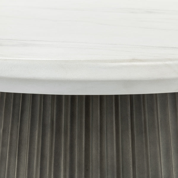 Caspia Outdoor Round Dining Table - Snowdrift White/Black