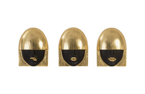 Fashion Faces Wall Tiles, Gold Leaf, Set of 3