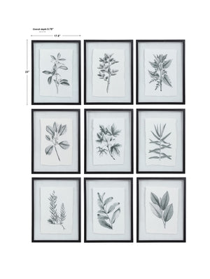 Farmhouse Florals Framed Prints, S/9