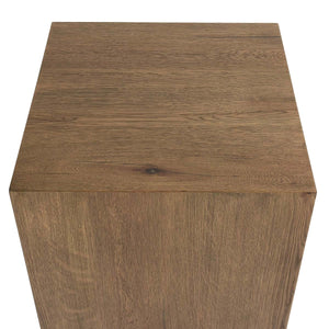 Layne Solid Oak Wood Square End Table with Plinth Base