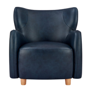 Tiffany KD Top Grain Leather Accent Arm Chair, Garrett Blue