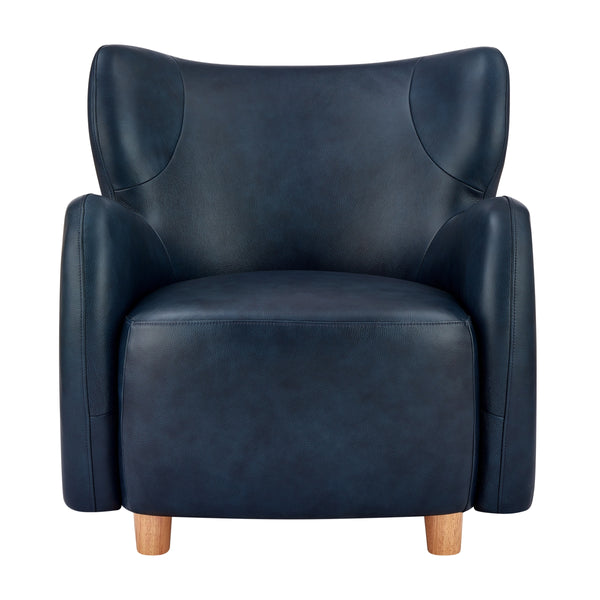 Tiffany KD Top Grain Leather Accent Arm Chair, Garrett Blue