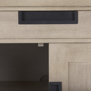 Braxton  33.5L x 18.5W x 31.5H Beige Wood W/Black Accents 2 Door Accent Cabinet