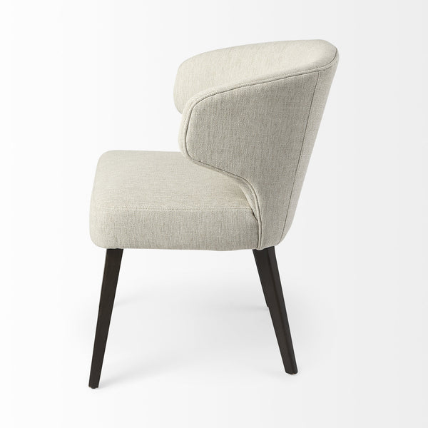 Niles 22.5L x 24.0W x 32.0H Cream Fabric Seat W/ Dark Brown Wooden Legs Wingback Dining Chair