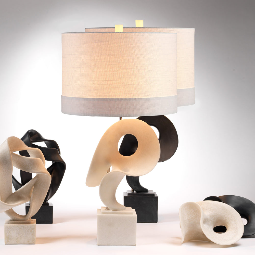 Obscure Table Lamp with Linen Shade, White