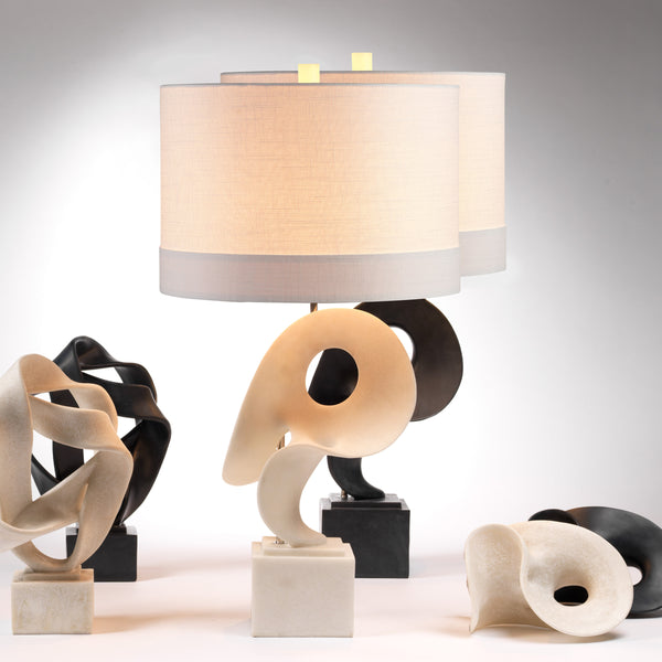 Obscure Table Lamp with Linen Shade, White