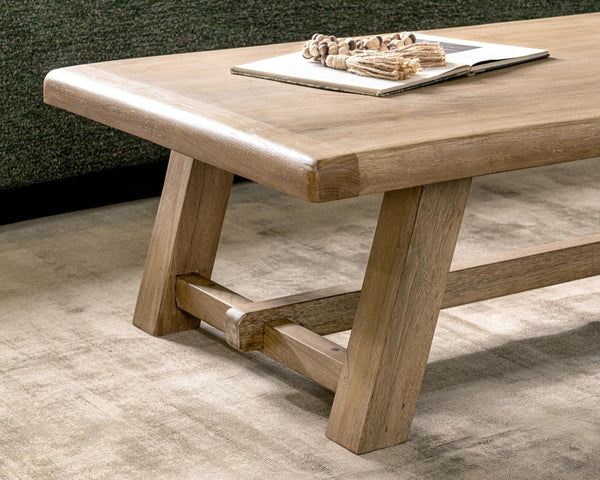 Valen Reclaimed Wood Coffee Table with Sawhorse Base