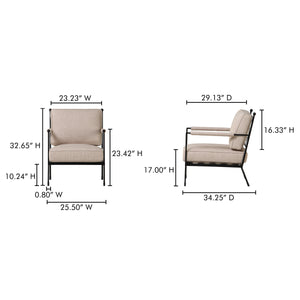 Vecchia Accent Chair Beige with Iron Frame