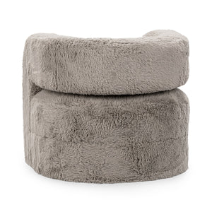 Teddy Plush Accent Chair in Soft Faux Fur - Granite