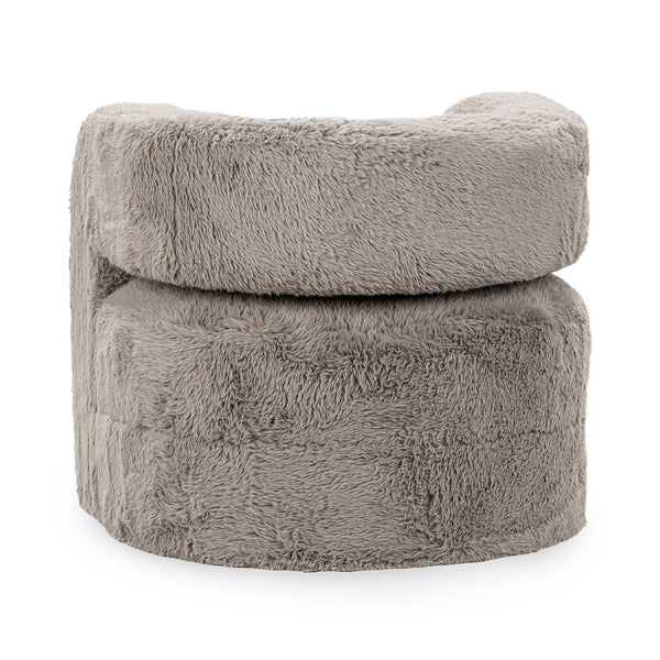 Teddy Plush Accent Chair in Soft Faux Fur - Granite