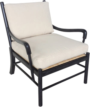 Kevin Chair with Rattan, Hand Rubbed Black